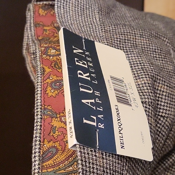 Lauren Ralph Lauren Pleated Front & Cuffed Pants Men's Size 42WX32L Cream (NEW) - Picture 6 of 7